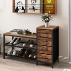 3-Tier Shoe Storage Bench with 4 Fabric Drawers