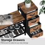 3-Tier Shoe Storage Bench with 4 Fabric Drawers