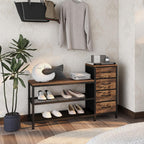 3-Tier Shoe Storage Bench with 4 Fabric Drawers