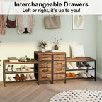 3-Tier Shoe Storage Bench with 4 Fabric Drawers