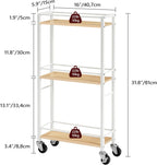 3-Tier Slim Rolling Cart Mobile Utility on Wheels