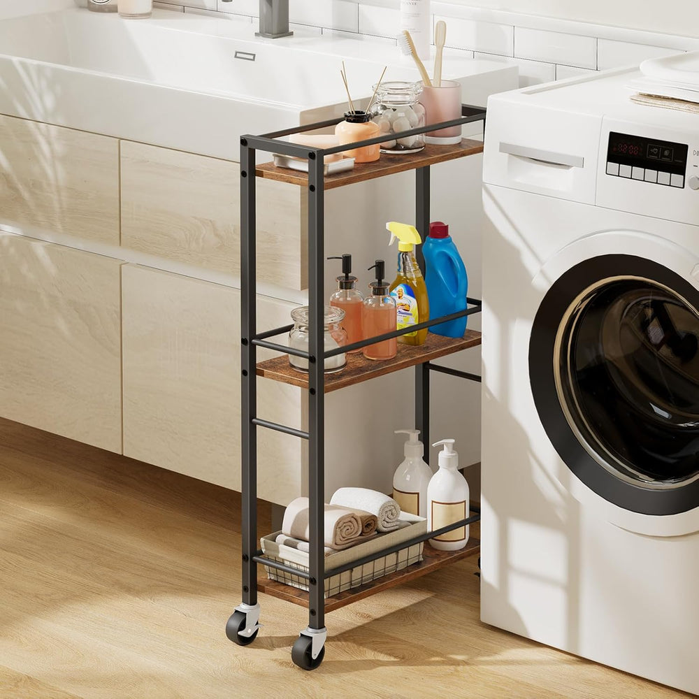 3-Tier Slim Rolling Cart Mobile Utility on Wheels