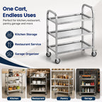 3 Tier Stainless Steel Cart Rolling Catering Storage