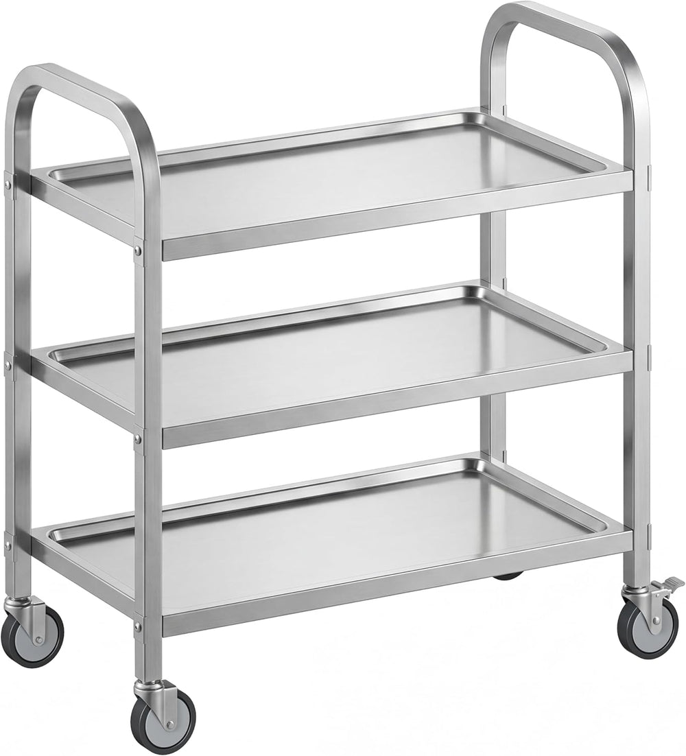 3 Tier Stainless Steel Cart Rolling Catering Storage