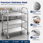 3 Tier Stainless Steel Cart Rolling Catering Storage