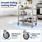 3 Tier Stainless Steel Cart Rolling Catering Storage