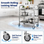3 Tier Stainless Steel Cart Rolling Catering Storage