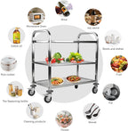 3 Tier Stainless Steel Catering Trolley Kitchen Utility
