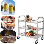 3 Tier Stainless Steel Catering Trolley Wheels Utility