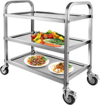 3 Tier Stainless Steel Catering Trolley Wheels Utility