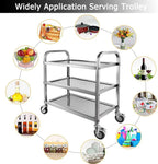 3 Tier Stainless Steel Catering Trolley Wheels Utility