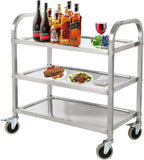 3 Tier Stainless Steel Catering Trolley Wheels Utility