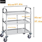 3 Tier Stainless Steel Large Serving Catering Cart
