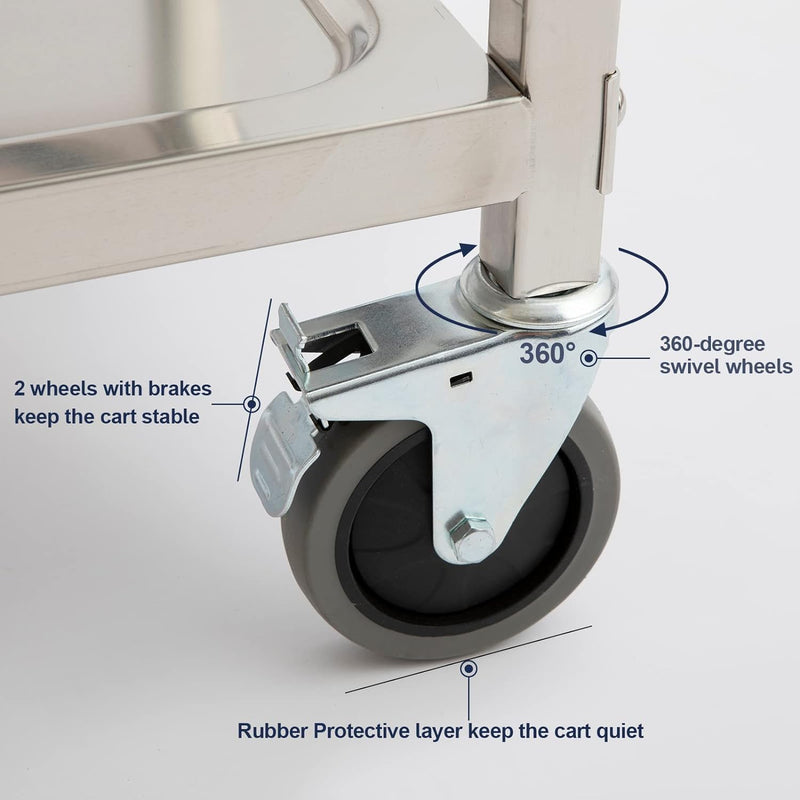 3 Tier Stainless Steel Serving Catering Trolley Wheels