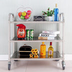 3 Tier Stainless Steel Serving Catering Trolley Wheels