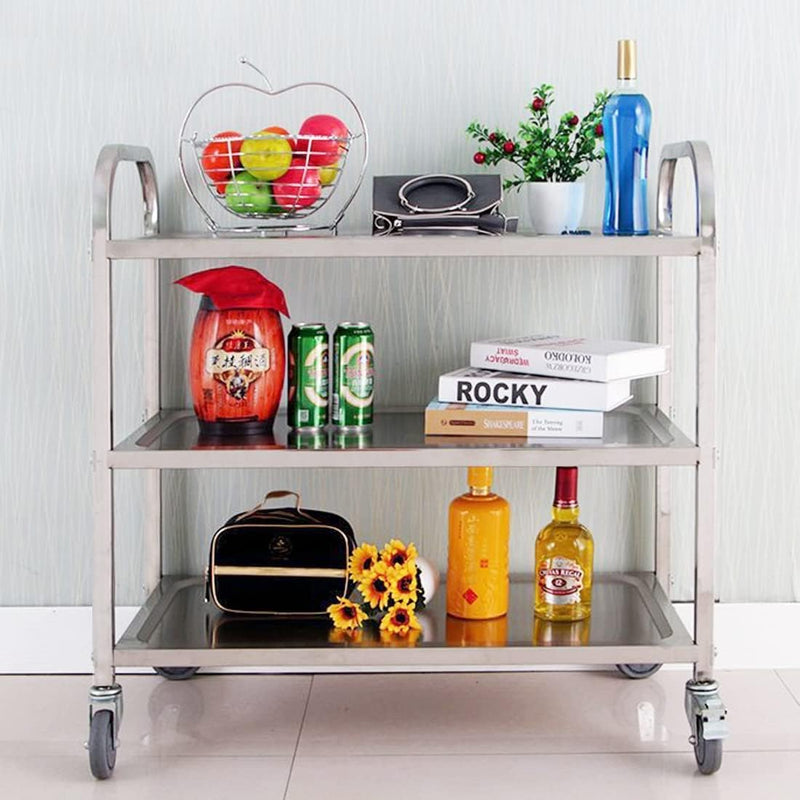 3 Tier Stainless Steel Serving Catering Trolley Wheels