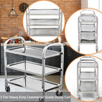 3 Tier Stainless Steel Serving Catering Trolley Wheels