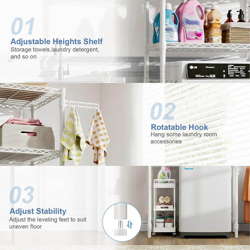 3-Tier Storage Unit Over Washing Machine and Dryer