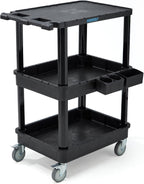 3-Tier Utility Cart with Flat Top and Deep