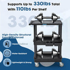 3-Tier Utility Cart with Flat Top and Deep