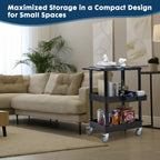 3-Tier Utility Cart with Flat Top and Deep