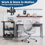 3-Tier Utility Cart with Flat Top and Deep