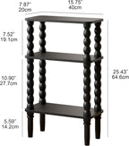 3-Tier Wooden Side Table Narrow Nightstand with Open