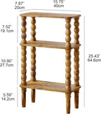 3-Tier Wooden Side Table Narrow Nightstand with Open