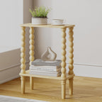 3-Tier Wooden Side Table Narrow Nightstand with Open