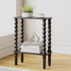 3-Tier Wooden Side Table Narrow Nightstand with Open
