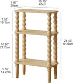 3-Tier Wooden Side Table Narrow Nightstand with Open