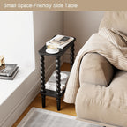 3-Tier Wooden Side Table Narrow Nightstand with Open
