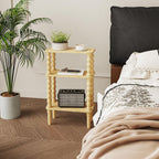 3-Tier Wooden Side Table Narrow Nightstand with Open