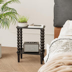 3-Tier Wooden Side Table Narrow Nightstand with Open