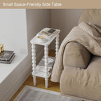 3-Tier Wooden Side Table Narrow Nightstand with Open