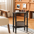 3-Tier Wooden Side Table Narrow Nightstand with Open