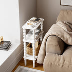 3-Tier Wooden Side Table Narrow Nightstand with Open