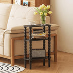 3-Tier Wooden Side Table Narrow Nightstand with Open