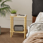 3-Tier Wooden Side Table Narrow Nightstand with Open