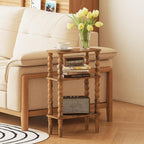 3-Tier Wooden Side Table Narrow Nightstand with Open