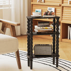 3-Tier Wooden Side Table Narrow Nightstand with Open
