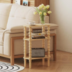 3-Tier Wooden Side Table Narrow Nightstand with Open