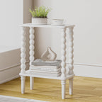 3-Tier Wooden Side Table Narrow Nightstand with Open
