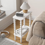 3-Tier Wooden Side Table Narrow Nightstand with Open