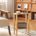 3-Tier Wooden Side Table Narrow Nightstand with Open