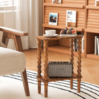 3-Tier Wooden Side Table Narrow Nightstand with Open
