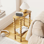 3-Tier Wooden Side Table Narrow Nightstand with Open