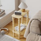 3-Tier Wooden Side Table Narrow Nightstand with Open