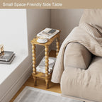 3-Tier Wooden Side Table Narrow Nightstand with Open
