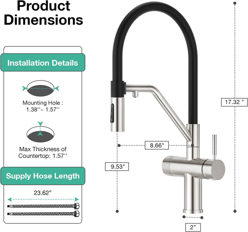 3 Way Kitchen Sink Tap with Pull Down